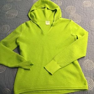 Lime green ribbed (70% cotton 30% poly) hooded top
